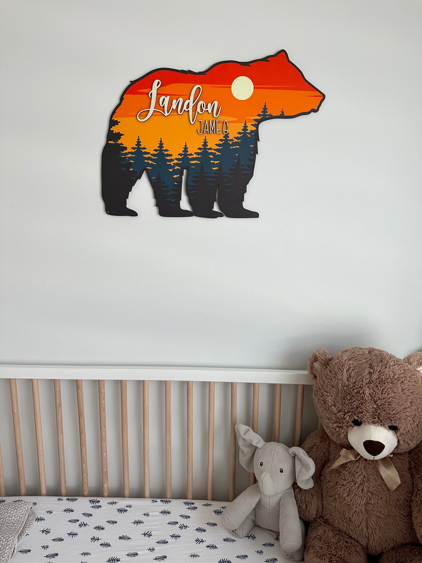 Custom Bear Wood Nursery Name, Personalized Baby Gift, Toddler Birthday Gift, Baby Shower Birthday Boy Girl Kid Room Decor Gift, Bear sign