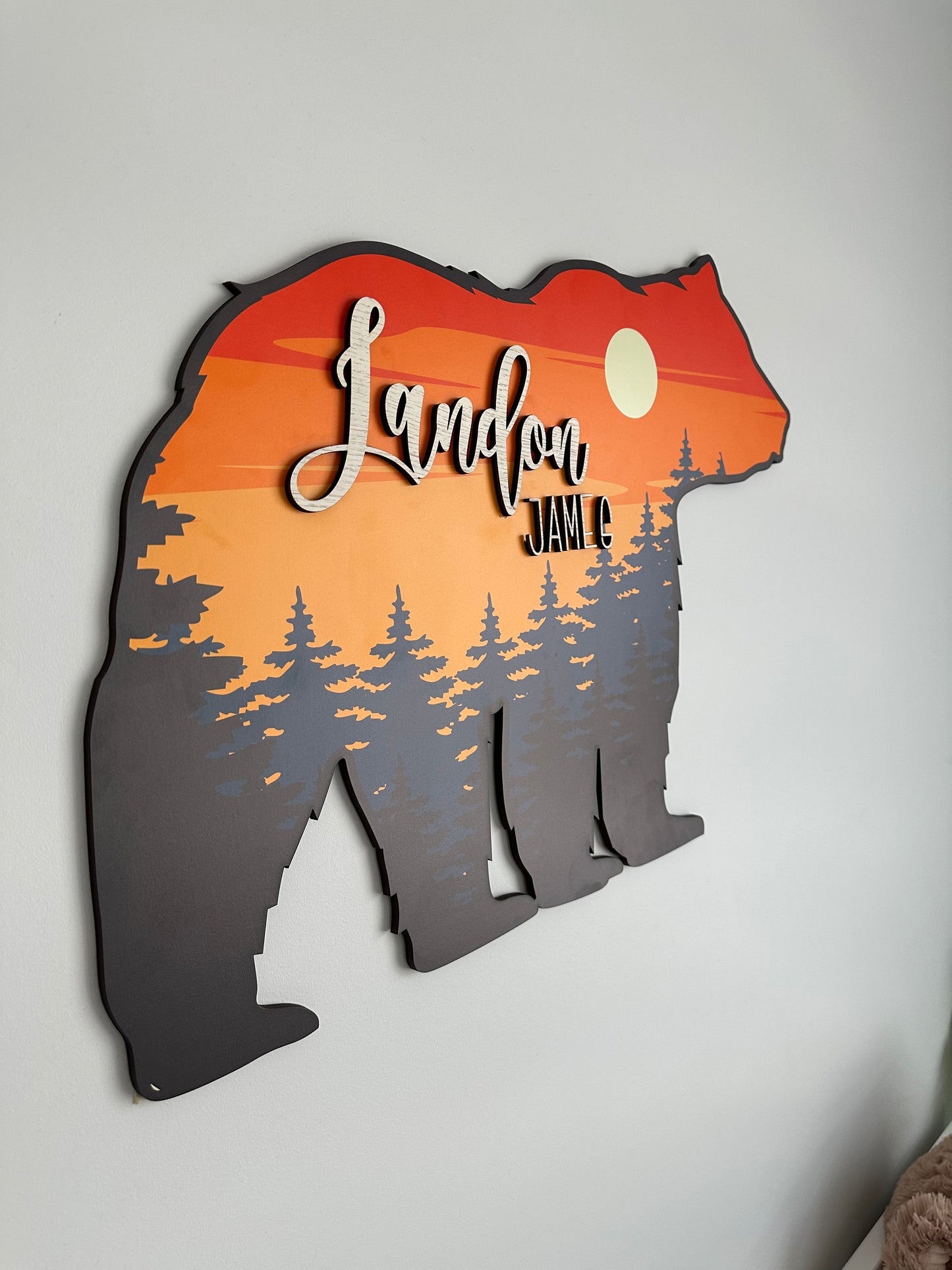 Custom Bear Wood Nursery Name, Personalized Baby Gift, Toddler Birthday Gift, Baby Shower Birthday Boy Girl Kid Room Decor Gift, Bear sign