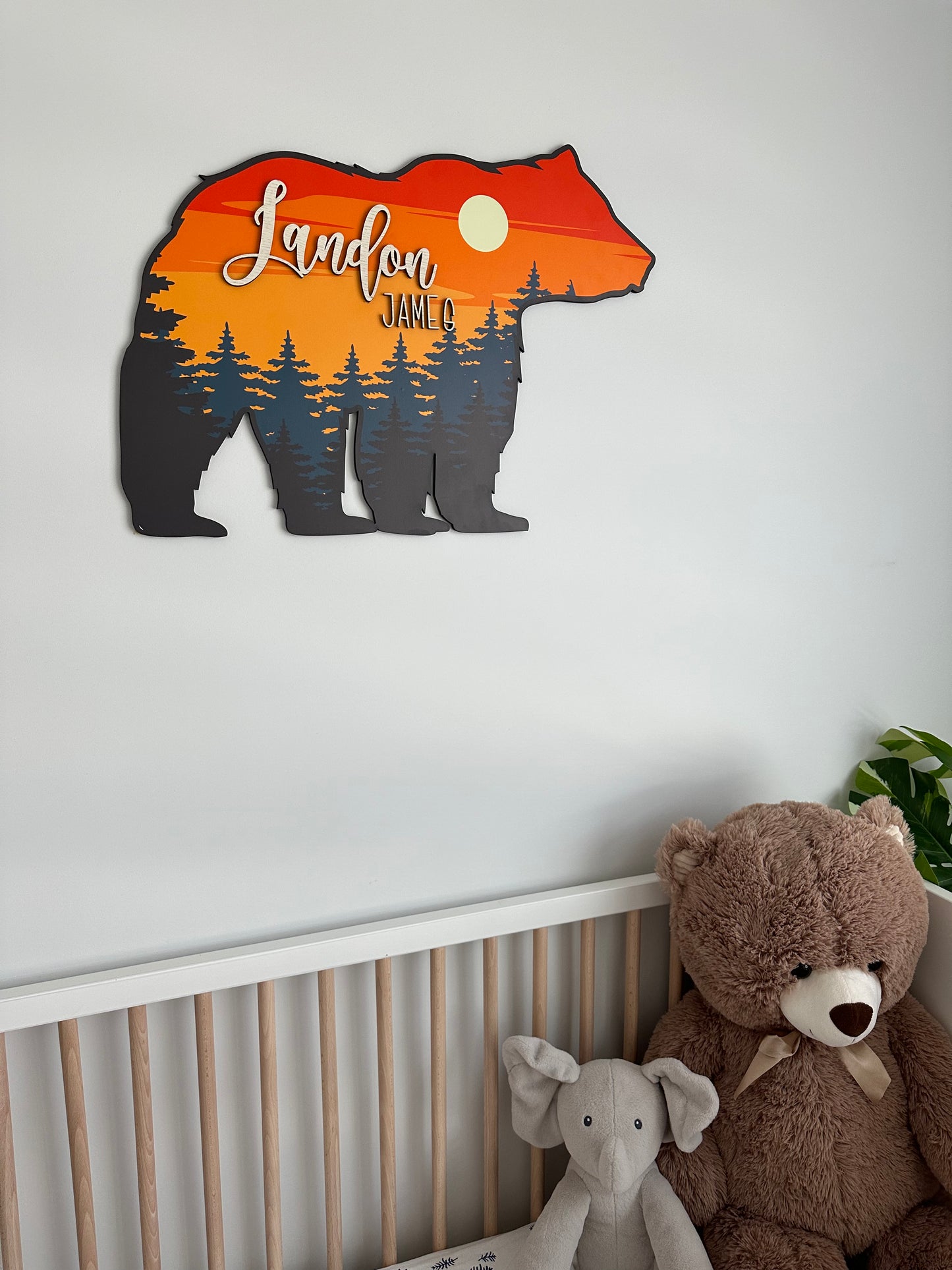 Custom Bear Wood Nursery Name, Personalized Baby Gift, Toddler Birthday Gift, Baby Shower Birthday Boy Girl Kid Room Decor Gift, Bear sign